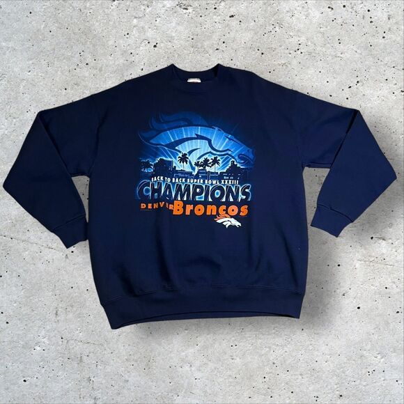 Vintage Denver Broncos Sweater Extra Large Nutmeg Mills Sweatshirt 1999 Football - Picture 1 of 9